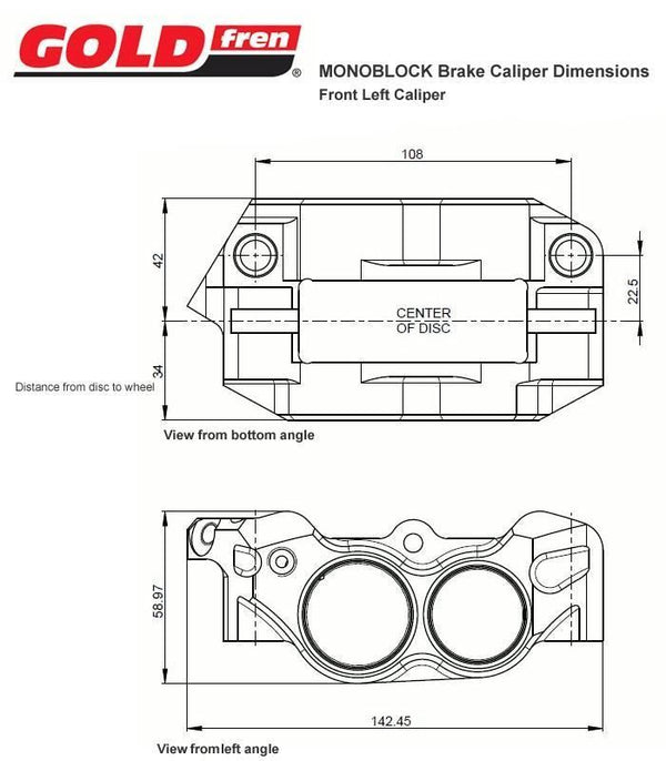 GOLDfren Brake Caliper Monoblock Supermoto 70-03-CP005-301-TIT-BLK