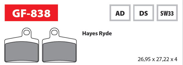 GOLDfren 838DS MTB Brake Pads for Clarks Hayes Strocker Ryde - 1MOTOSHOP